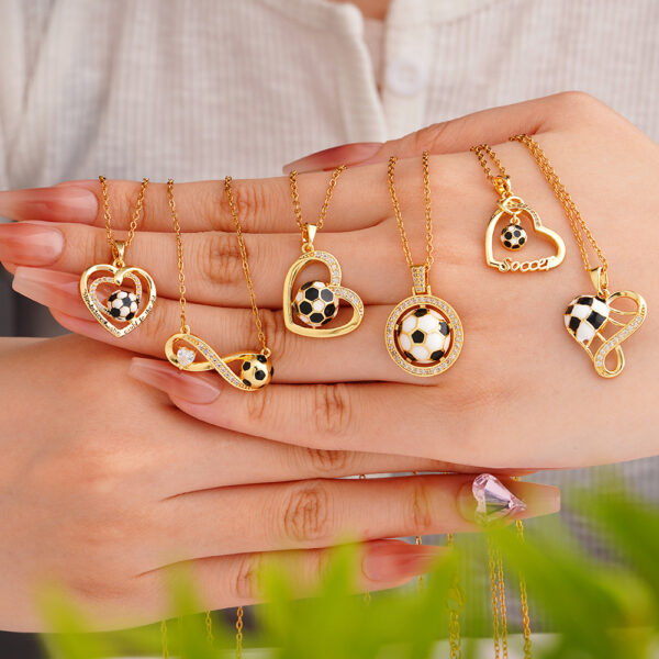 Wholesale Football Necklace Light Luxury Stainless Steel Clavicle Chain with Heart