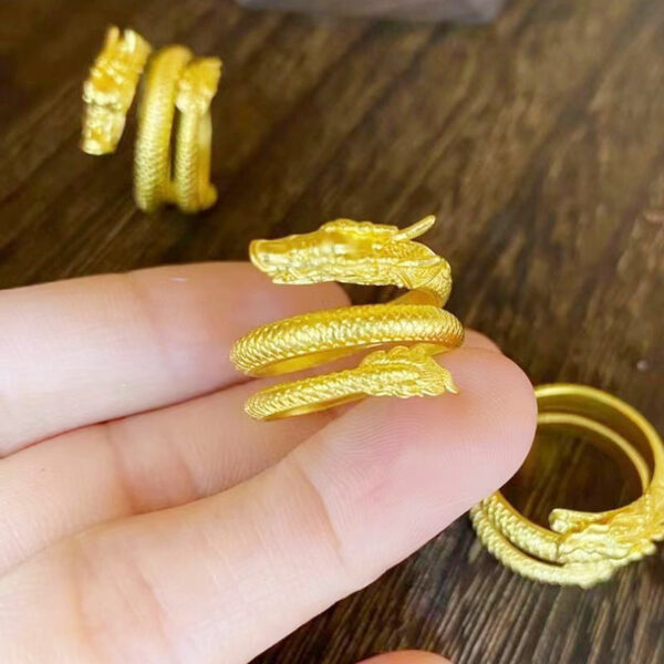 Wholesale Three circle coiled dragon phoenix auspicious opening ring