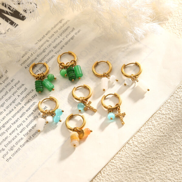 Wholesale Natural stone stainless steel earrings