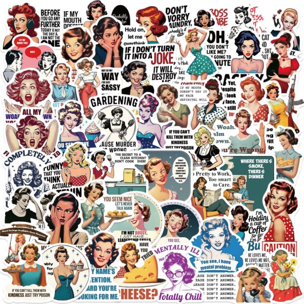 Wholesale 50pcs Cartoon Women's Quotes Graffiti Waterproof Vinyl Stickers