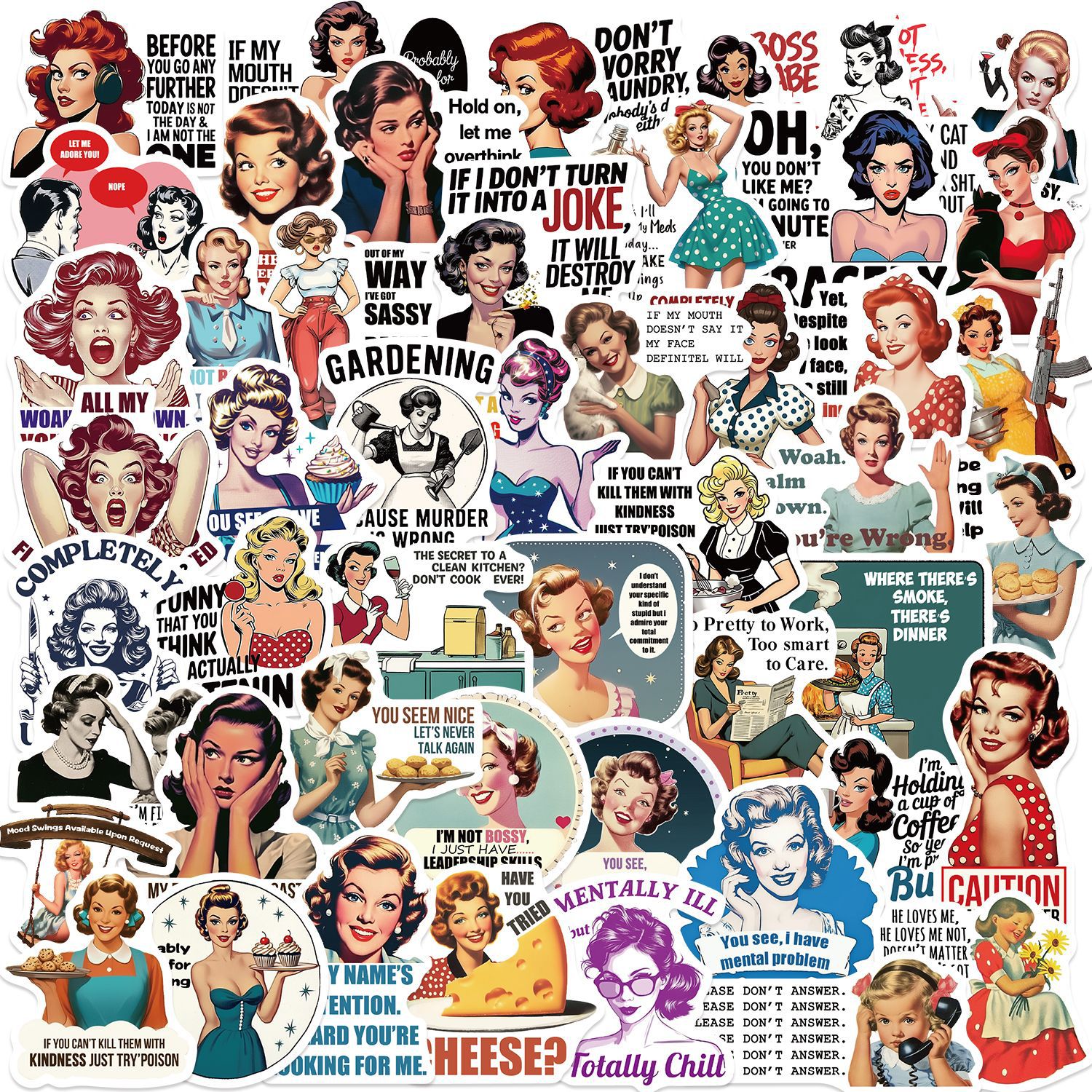 Wholesale Cartoon Women's Quotes Graiti Waterproof Vinyl Stickers