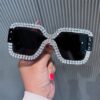 Wholesale Frameless integrated square diamond inlaid sunglasses