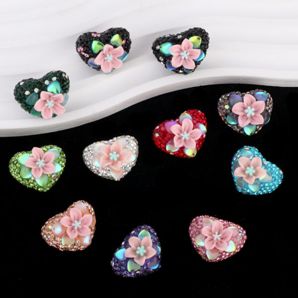 Wholesale Flower Heart Soft Ceramic Diamond Ball Beads