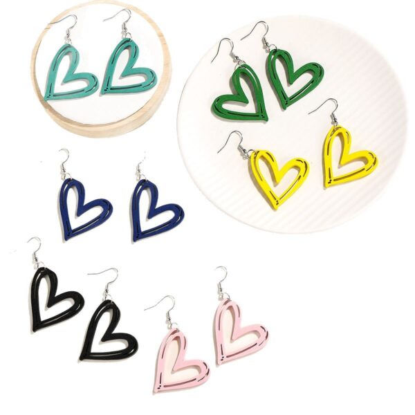 Wholesale Colorful Love Valentine's Day Wood Earrings