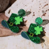 Wholesale Green shamrock St. Patrick's Day earrings