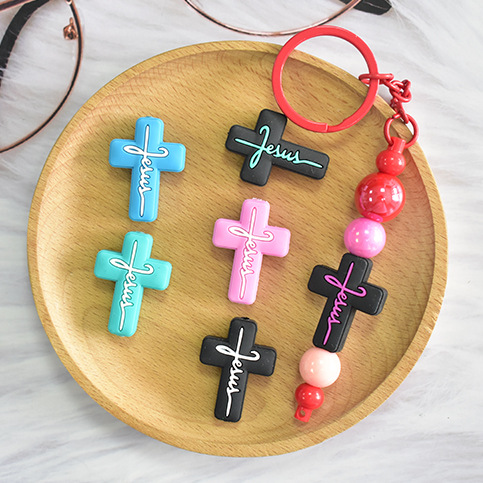 Wholesale Random 100pcs Soft Rubber Beads Cartoon Cross Loose Beads