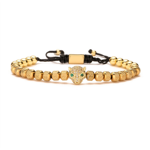 Wholesale Leopard Head Pineapple Bead Bead Adjustable Bracelet