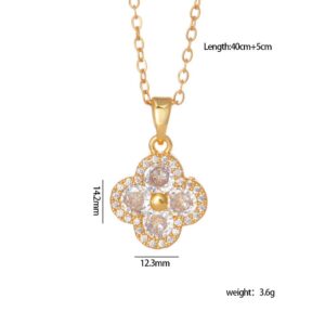 8781 golden white diamond four leaf clover