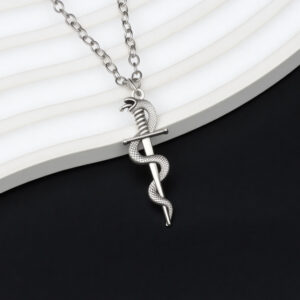 Snake sword cross pendant necklace
