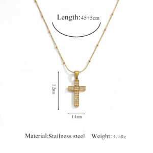 1 gold diamond cross necklace 7-white