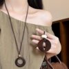 Wholesale Irregular circular pendant with adjustable long necklace