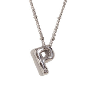 Party Balloon Letter Pendant Necklace-steel color-P