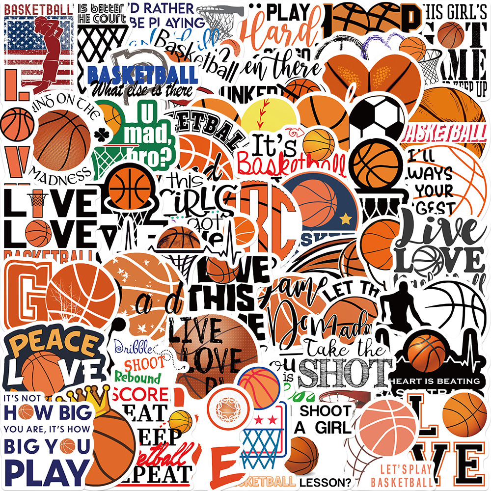 Wholesale Basketball Alphabet Series Waterproof Vinyl Stickers