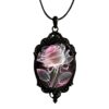 Wholesale Pink transparent rose patterned glass pendant necklace