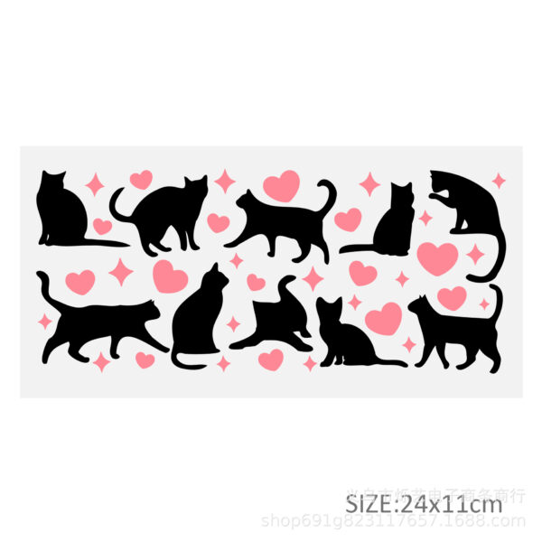 Wholesale Cat Animal Series UV DTF Transfer Crystal Water Cup Waterproof Sticker, 1Yc49333