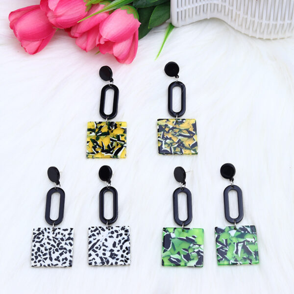 Wholesale Colorful square long acrylic earrings