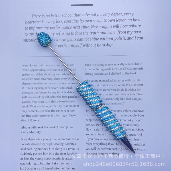 O1CN01PXdq2N1okxyanb5hI_2218132465264-0-cib Wholesale Stripes and Full Rhinestones Twist-Type DIY Fancy Beadable Pens