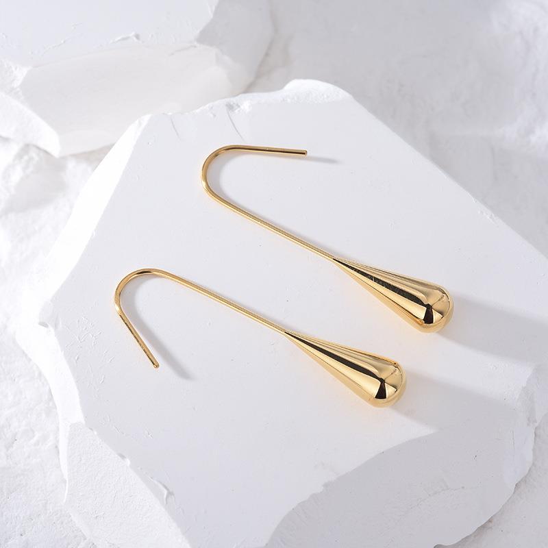 Wholesale Stainless steel stud earrings with gold-plated tearop round beads