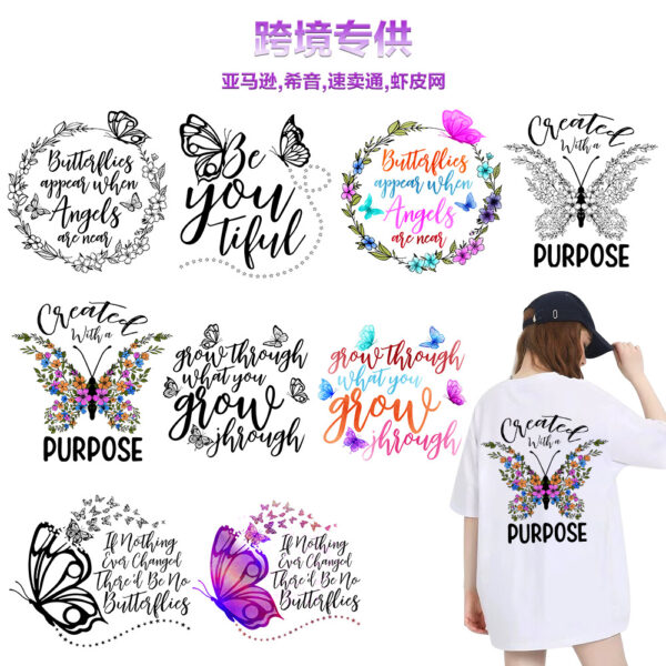 Wholesale Butterfly Theme Series White Ink Stamping UV DTF Ready to Press Transfers Wraps