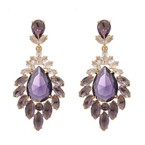 Wholesale Full diamond tassel purple diamond earrings