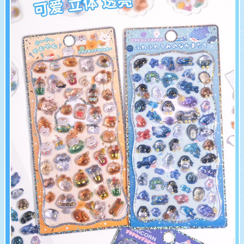 Wholesale Cute cartoon crystal relief 3D Stickers