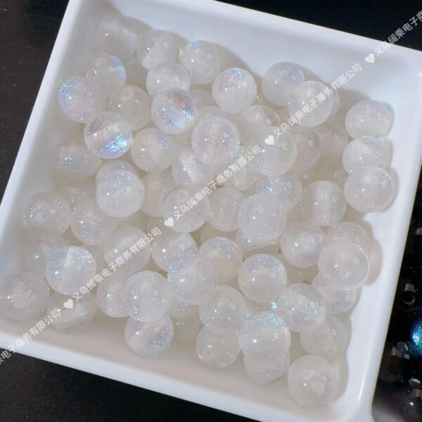 Wholesale 8/10/12mm Starry Sky Fine Glitter Cat's Eye Resin Beads Mermaid Princess Straight Hole Loose Beads DIY Beading Phone Necklace Round Beads