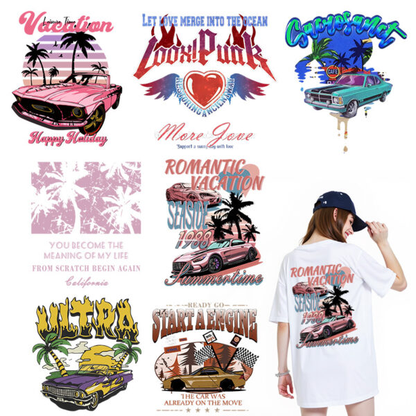 Wholesale K-Style White Ink Heat Transfer Stickers Trendy Brand Logo Trademark Custom Clothing Accessories Heat Transfer Paper Cross-Border