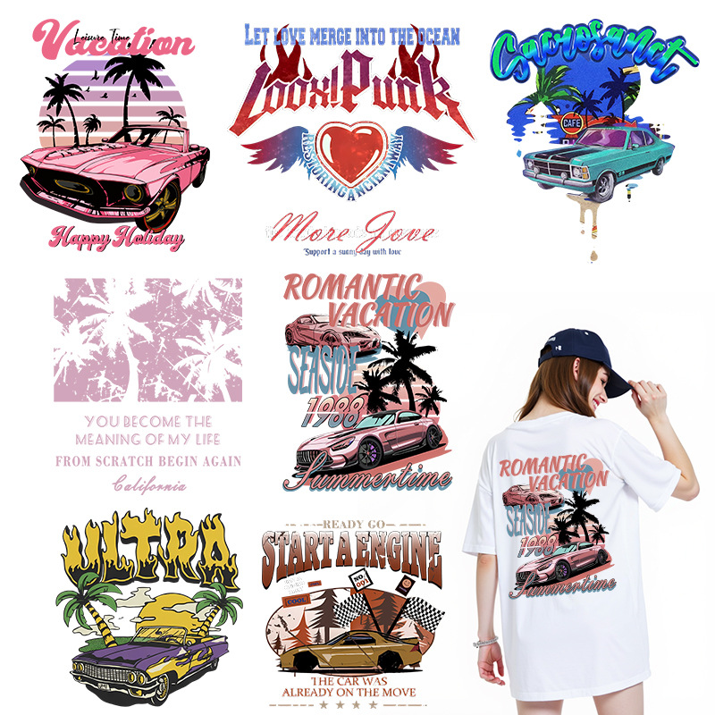 Wholesale K-Style White Ink Heat Transfer Stickers Trendy Brand Logo Trademark Custom Clothing Aessories Heat Transfer Paper Cross-Border