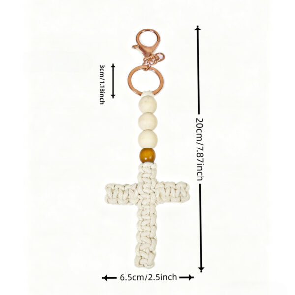 Wholesale Handmade cotton rope woven cross prayer bead keychain
