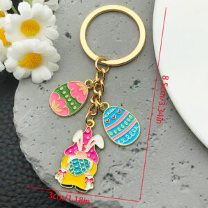 Ls260-easter pink rabbit ear hat dwarf keychain-11.2g [1 piece]