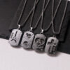 Wholesale Geometric military plaque hollow stainless steel necklace