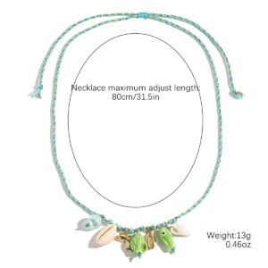 N2409-37 green fish necklace