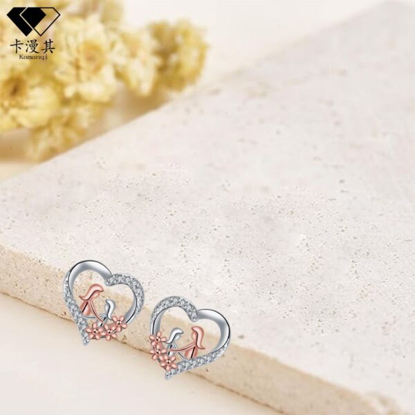 Wholesale Heart-Shaped Mother-Daughter Earrings Mother's Day Gift