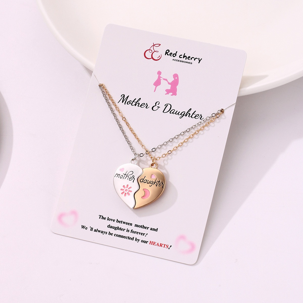 Wholesale Mother's Day Parent Child Alloy ip Oil Necklace