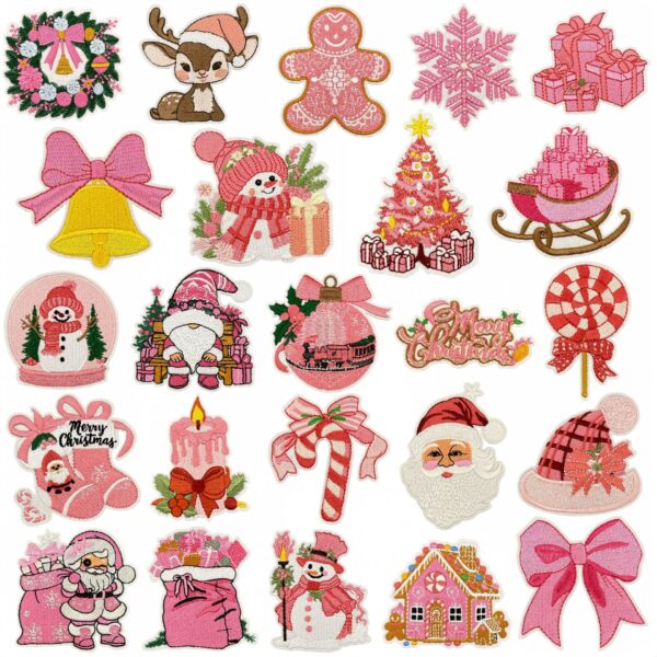 Wholesale Pink Cartoon Christmas Embroidery DIY Patches