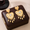 Wholesale Valentine's Day heart-shaped tassel diamond earrings