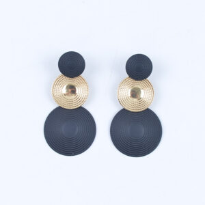 Disc pendant earrings-black