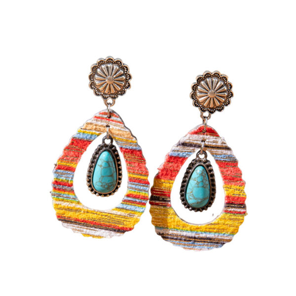 Wholesale Western style colorful turquoise droplet shaped earrings
