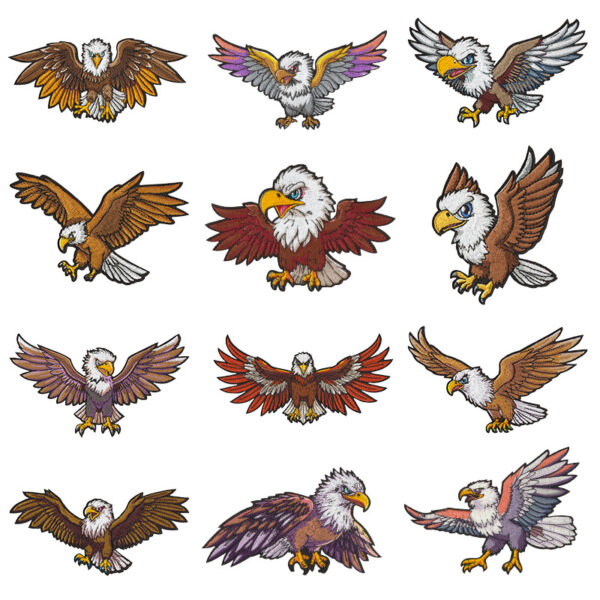 Wholesale Large Double-Gun Eagle Motorcycle Rider Suit Embroidery Patch DIY Handmade Premium Badge Embroidery Label Hand-sewn Adhesive Backing