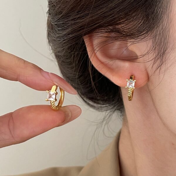 Wholesale Trendy square zircon earrings, a niche and popular style for women.