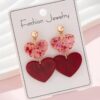 Wholesale Valentine's Day Pink Sequined LOVE acrylic earrings romantic personalized earrings