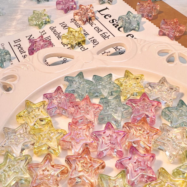 Wholesale 10pcs transparent double-layer pentagram acrylic beads