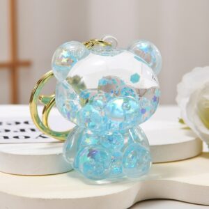 Glow-in-the-dark bear [blue] / Keychain + luminous oil bottle