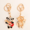 Wholesale Cartoon Panda Guitar Diamond Set Metal Keychain