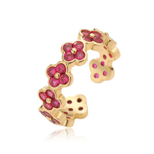 Gold rose diamond four leaf clover ring