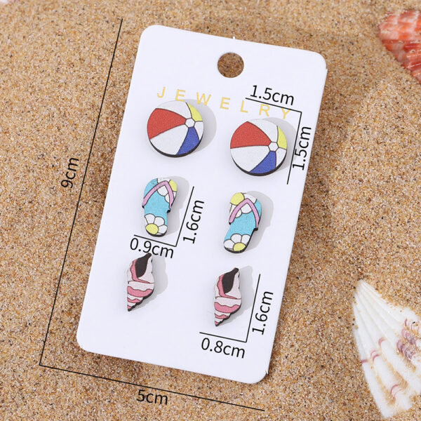 Wholesale Spring and Summer Ocean Wind Slippers Conch Ice Cream Wooden Earrings
