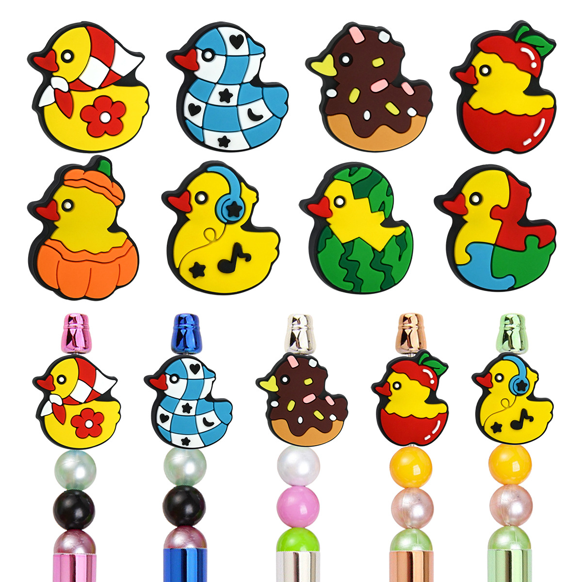 Wholesale Cartoon Little Yellow Duck Series Bead Pen Beads Loose Beads PVC Soft Rubber
