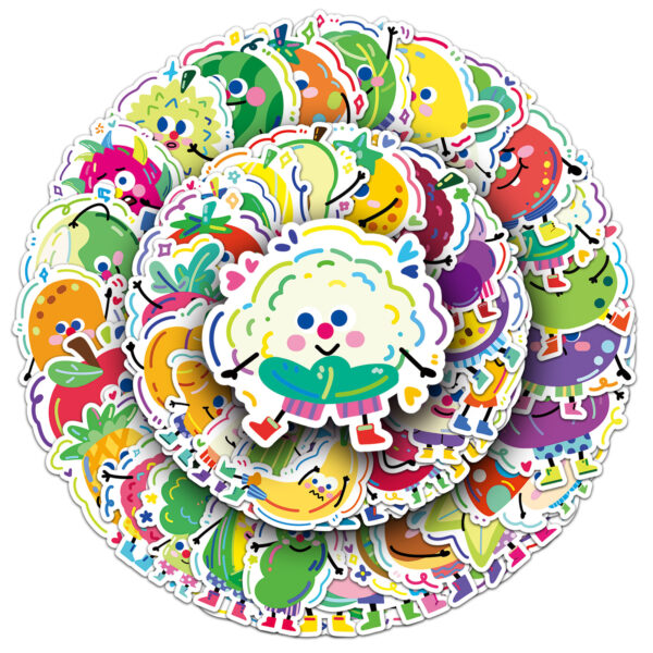 Wholesale 50 pieces of fruit and vegetable stickers graffiti cute cartoon book stickers