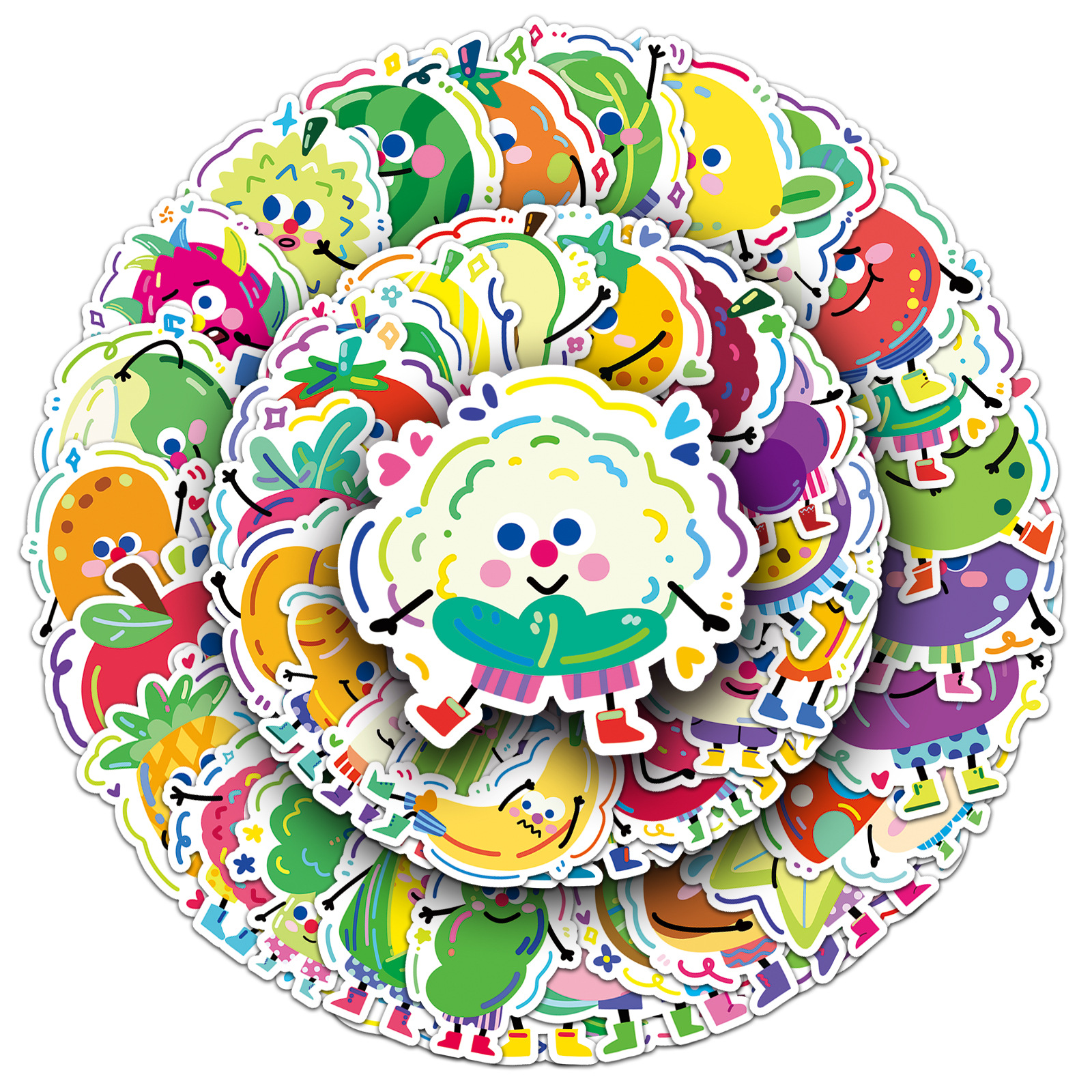Wholesale 50 pieces of ft and vegetable stickers graiti cute cartoon book stickers