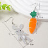 Wholesale Easter Cute Asymmetrical Rabbit Carrot Earrings